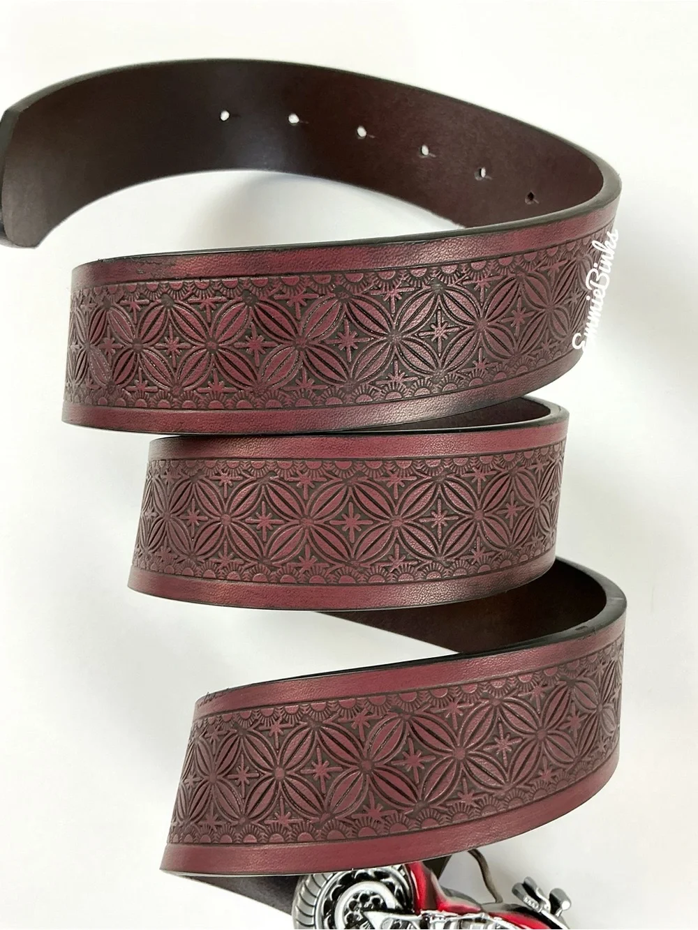 New Indie Moto Motorcycle Tooled Leather Belt